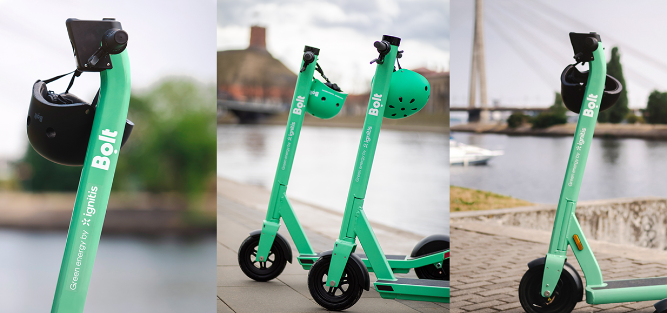 Bolt scooters are charged using only green Ignitis electricity in the Baltic states